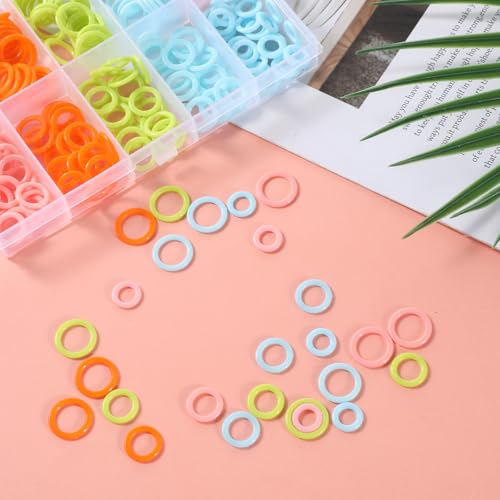 LXUEJIE 220 Pcs Knitting Stitch Marker, Crochet Stitch Counter Coloured O-Rings with Clear Storage Box, Crochet Accessories and Supplies for Sewing DIY Knitting