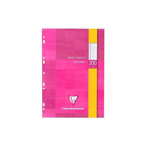 Copias dobles Metric 210 x 297, funda de 200P./100 hojas perforadas 90 G/m², A4 blanco, cuadriculado 5 x 5 + margen – Lote de 5
