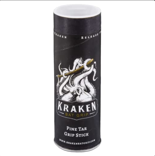 Kraken Bat Grip Batting Pine Tar Grip Stick Enhancer for Baseball Bats and Other Sports Equipment, Pine Tar Brown, One Size (Paper Tube)