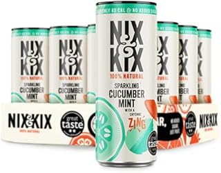 Nix & Kix | Cucumber & Mint | 100% Natural Premium Sparkling Soft Drink With Cayenne | Low Calorie & Vegan Friendly | No Added Sugar Or Sweeteners | 250ml x 24 Pack