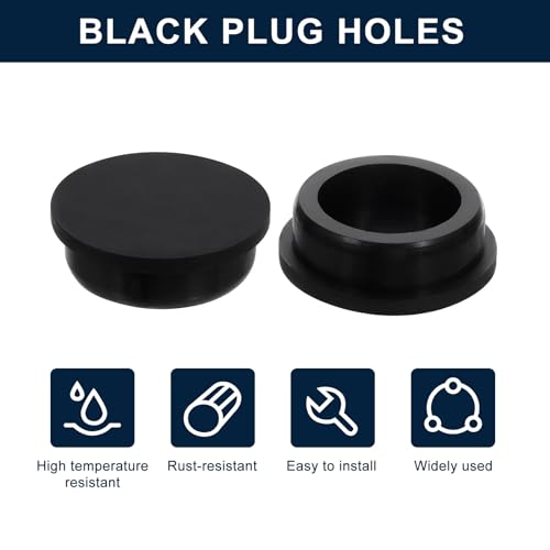 Image of uxcell 2 Pcs Black Plug Holes, Waterproof Rubber Button Plug for 44mm / 1.73 inch Hole