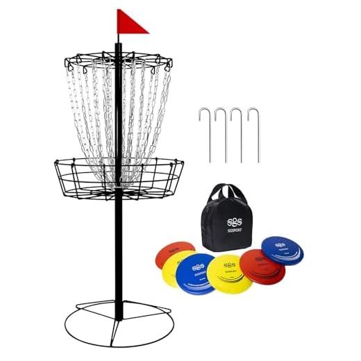 Portable Disc Golf Basket with Discs
