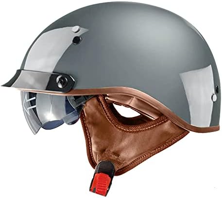 Vintage Half Face Helmet Motorcycle Open Face Sun Visor Quick Release Buckle Cycling Motocross Helmets Suits Men Women DOT Approved