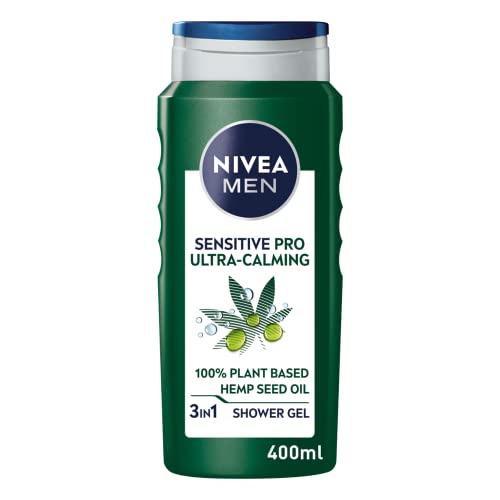Nivea Men NIVEA MEN Sensitive Pro Hanf Duschgel (400ml), alkoholfreies Männerduschgel für empfindliche Haut, sanftes Duschgel für Männer mit pflanzlichem Hanfsamenöl und Vitamin E