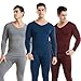HUBGFEQ Mens V-Neck Thermal Underwear Set Long Johns Autumn Winter Shirt Pants 2 Pcs Set Thermal Clothing-Dark Grey-Asian Size XL