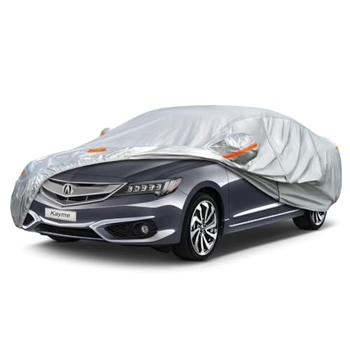Kayme Sedan Car Cover Fit for Acura RL RLX (1996-2012) Automobiles All Weather Waterproof, Outdoor Cover Sun Rain Protection, with Lock and Zipper Doo