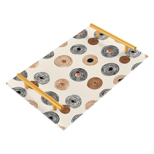 Simple Boho Retro Circle - Bandeja decorativa para alimentos con asas, moderna bandeja para servir joyas, perfumes, cocina, servir charola para comida