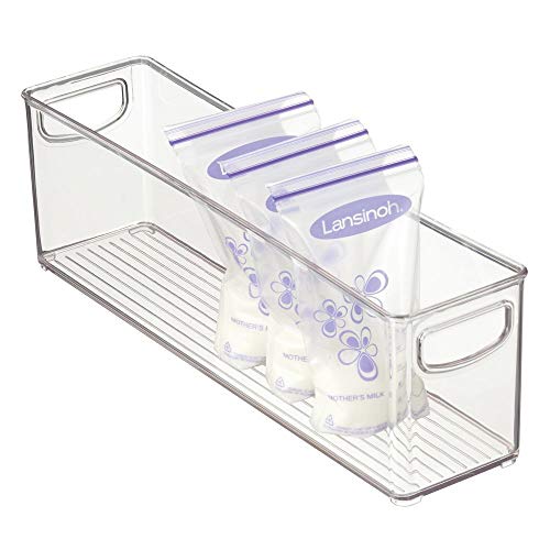 mDesign Kid's/Children's Kitchen Organizer Bin with Handles for Refrigerator Cabinet or Pantry Storage - Holds Breast Milk, Formula, Food Pouches, Bottles - BPA Free, Food Safe, 16