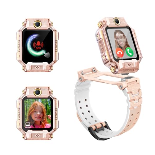 imoo X10 Kids Smart Watch Phone with GPS Tracker, 4G Kids Smartwatch with Video & Phone Calling, 98° Wide-Angle Split Dual Cameras,Class Mode, IP68 Swim-Resistant, Smart Watch for Kid Girls-Pink option