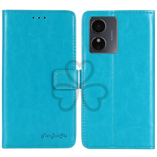 TienJueShi Blue Book Stand Retro Flip Leather Protector Phone Wallet Gel Cover Etui TPU Silicone Case For HMD Key 6.52 inch