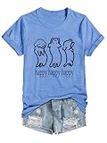 BYIPY Funny Tshirts Shirts for Women Graphic Tees Dog Printed Short Sleeve Tops Summer Shirt Loose Crewneck Soft Tops T-Shirt L Blue