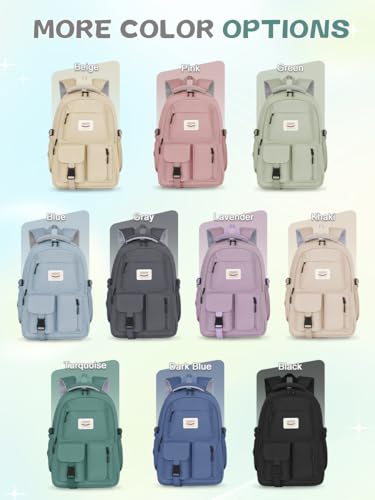 FIORETTO schulrucksack Teenager Mädchen Damen Schulranzen Schultasche School Bag Rucksack Schule 14 Laptopfach, Wasserabweisend & Leicht Dunkelgrün