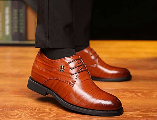 Zapatos de cuero con alzas TXFS para ganar hasta 10cm de altura con elegancia marrón 7
