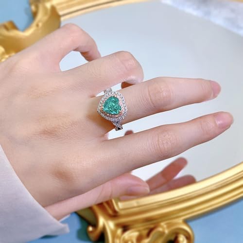 Bagues en argent sterling S925 cœur vert le cadeau romantique idéal
