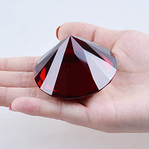 Red Crystal Glass Diamond Shaped Decoration, Big Ruby 60mm Jewel Paperweight (Please identify our brand Yarr Store) - Thumbnail 5