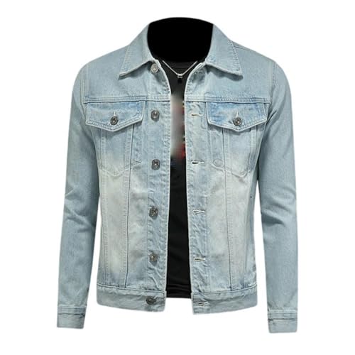 Veste en denim homme bleu clair blouson jean fin coupe ajustée