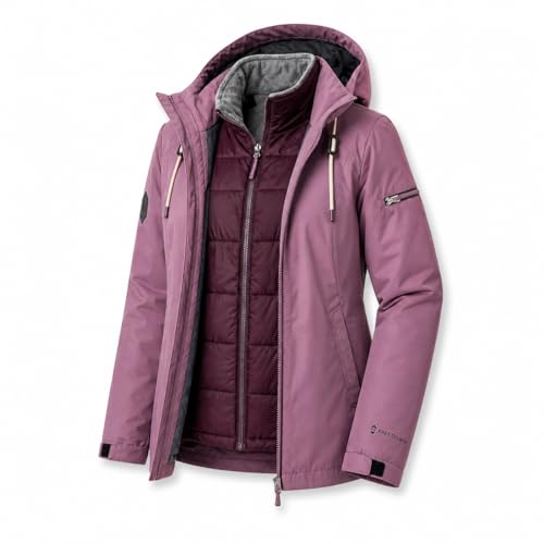 Free Country Women's 3 in 1 Ski Winter Jacket Water & Wind Resistant Warm Insulated Lined Hooded Coat for Hiking Ski-Vervain-Size S