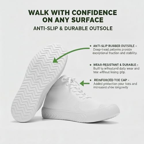 TwoGuud Womens White Sneakers Women Casual High Top Walking Tennis Shoes Womens Lightweight Breathable Lace up Running Shoes for Gym Travel Work Size 10 by TwoGuud - Used condition - Image 5