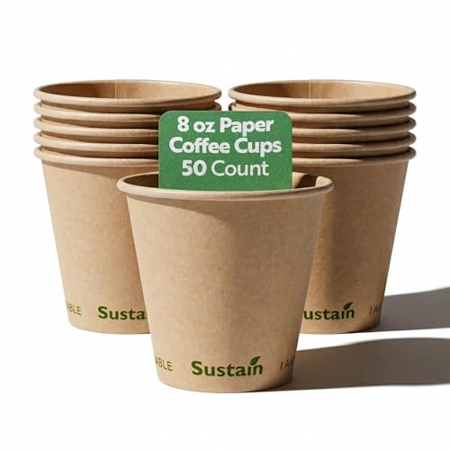 Restaurantware 8 oz Paper Disposable Coffee Cups (50 Count)