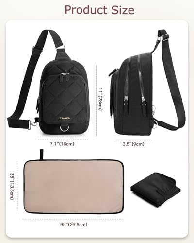 Trahzia Small Diaper Bag with Changing Pad, Diaper Backpack with Wipe Pouch — view 5