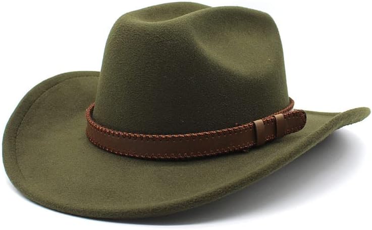 Classic Western Cowboy Hat, Black Felt with Brown Leather Band