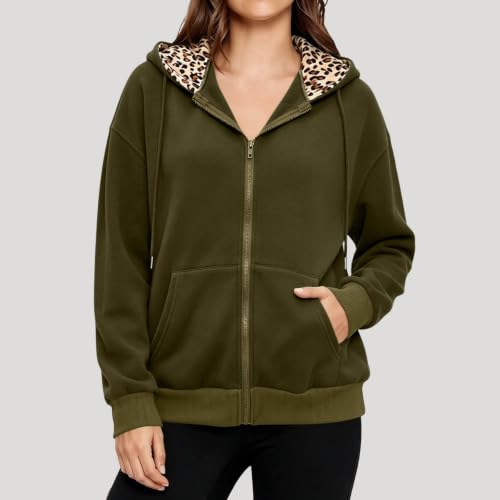 Leopard Jacket for Women Fleece Hooded Zip Up Sweatshirt Women with Pockets - image 5