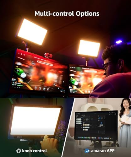 amaran Verge Bi-Color Edge-lit Rectangular Panel,26W Soft LED Video Light Adjustable CCT,APP Control Professional Studio Light for Streaming, Gaming Studio,Recording and Video Conferencing (Charcoal)