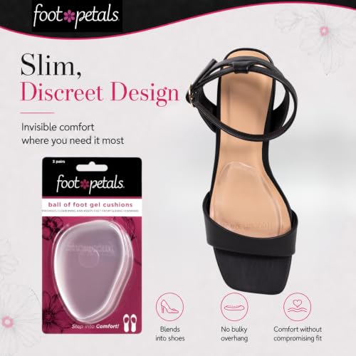 Foot Petals Ball of Foot Cushions, Metatarsal Pad, Lasting Comfort Relief, Prevent Toe Sliding, Overhang, Women's Heels, 3 Pair, Gel by Foot Petals - Used condition - Image 3