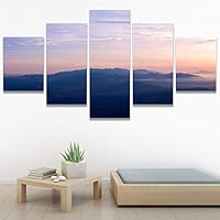 SIGNWIN 5 Panel Canvas Wall Art Sunset in The Mountains for Home Decorations Ready to Hang - 60