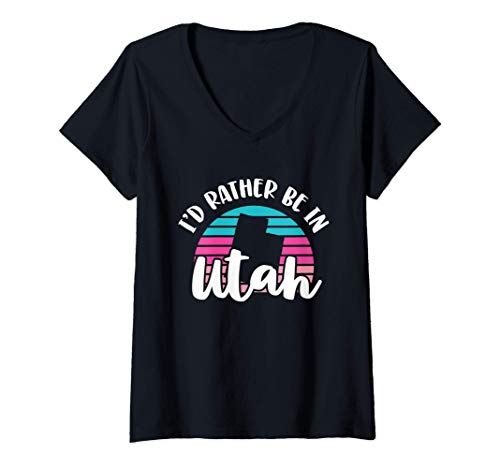 Mujer I'd Rather Be In Utah Camiseta Cuello V