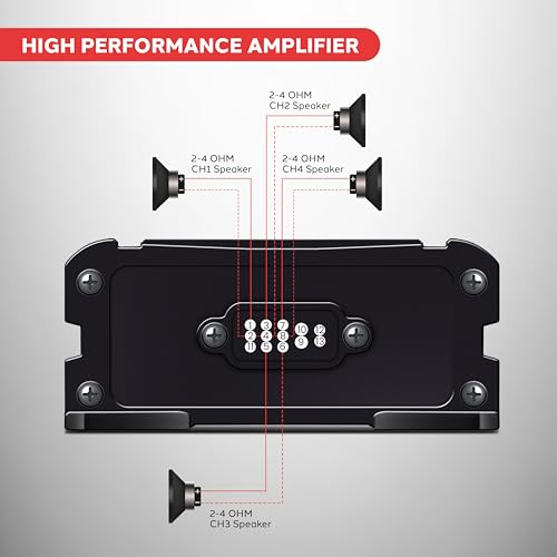 Pyle 4 Channel Waterproof Rated Marine Amplifier, 600 WATT Max Pro Audio Powersports Amp System Kit, Wireless BT Streaming Marine Grade Component Audio, AUX/RCA Input, BT Control Unit by Pyle - Image 7