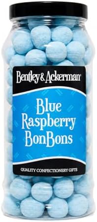 Blue Raspberry Bonbons - (605g) Original Retro Tangy Blue Raspberry Bonbons in a Jar By Bentley & Ackerman's Sweet Shop - Vegetarian