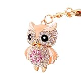 Material: Legierung, Strass Vektenxi Premium Qualität Niedliche Eule Strass Anhänger Mädchen Schlüsselbund Schlüsselanhänger Brieftasche Handtasche Handytasche Auto Zubehör Saftiger Pfirsich