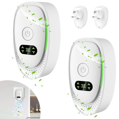 BIZOI Air Purifier for Bedroom Home, 2 Pcs Plug-In Negative Ion Air Purifiers, Portable Quiet Ioniser for Smokers, Pets, Ionic Air Purifier Plug In UK, Quiet Odour Remover for Toilets Offices Kitchens