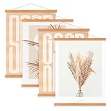 Benjia 4 Set Magnetisch Posterschiene, Magnet Magnetische A4 Posterrahmen Holz Posterleiste Posterhänger für drucken Kunstwerk (21cm, Teakholz, 4 Packungen)