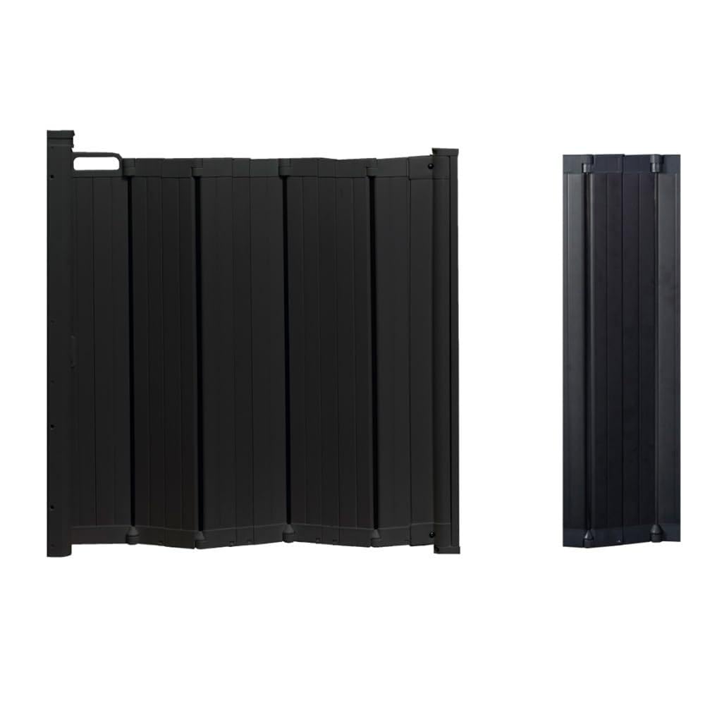 Safetots Automatic Folding Retractable Baby Gate, 55cm - 113.5cm, Black, Folding Stair Gate for Babies, Retractable Safety Gate