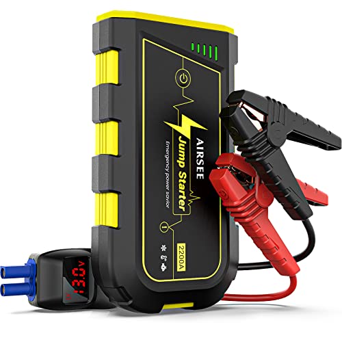 AIRSEE Car Jump Starter Battery Pack, 2200A Peak Portable Jump Pack for up