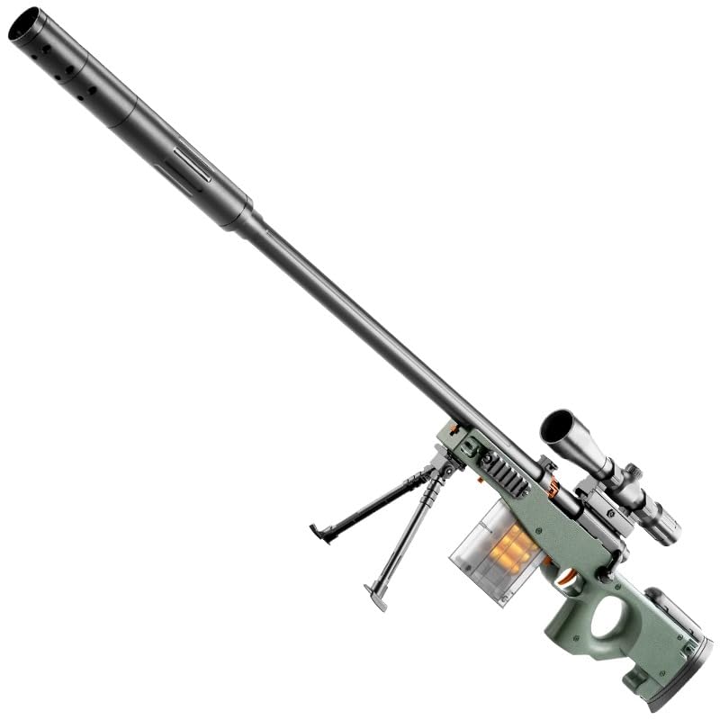 Schaumstoff-Blaster Gewehr, Scharfschützengewehr mit 20 Weichen Bällen, Soft Bullet Sniper Toy Gun mit Brille für Kinder, Unisex, Spielzeugpistole für Jungen, Kinder und Erwachsene (AWM)
