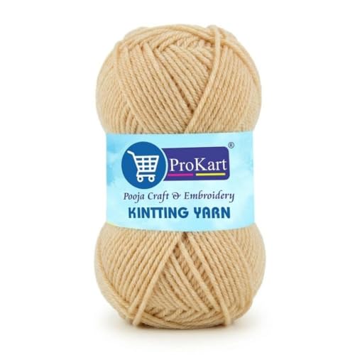 Image of ProKart Premium 4-Ply Woolen Knitting Yarn | 100g Sand Hand Crochet Soft Wool for Sweaters, Scarves, Hats, Baby Clothes & DIY Craft Accessories (1 Ball x 100g) - PRO30