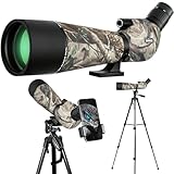 GUANIEE 25-75x80 Spotting Scope for Target Shooting with Upgraded Tripod Carrying Bag and Phone Adapter Spotter Scope for Bird Watching, Wildlife Viewing Camo
