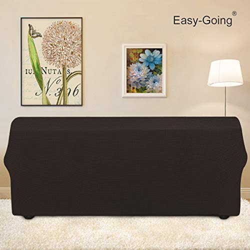 Image of Easy-Going Stretch Sofa Slipcover 1-Piece Sofa Cover Furniture Protector Couch Soft with Elastic Bottom for Kids, Polyester Spandex Jacquard Fabric Small Checks (Sofa, Chocolate)