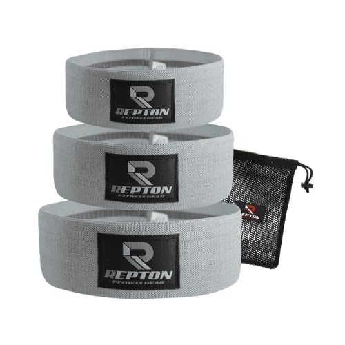 FitV Fabric Resistance Bands for Women Men, Set of 3 Non Slip Workout Loop Bands for Glutes, Hips & Legs, Booty Exercise Bands with Carry Bag (Grey)