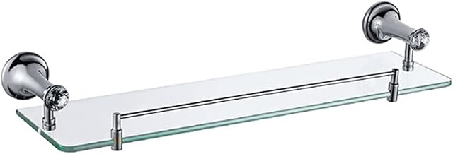 ZELNF Chrome Crystal Wall Mount Towel Rail Rack Soap Paper Holder Bar Hook Toilet Brush Glass Shelf Bathroom Hardware Set (Color : Glass Shelf)