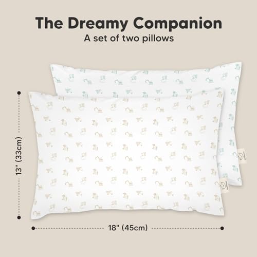 Image of KeaBabies 2pk Toddler Pillows 2 Year Old to 5,13x18 Kids Pillow (Excavator) | Soft Organic Cotton Kids Pillow for Sleeping, Travel, School, Daycare, Nap, Toddler Bed, Machine Washable, Without Pillowcase