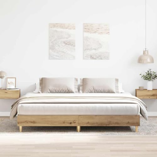 vidaXL Bettgestell ohne Matratze Artisan-Eiche 180x200cm Holzwerkstoff, Bettrahmen, Bett, Plattenbett, Schlafzimmermöbel, Doppelbett, Plattformbett