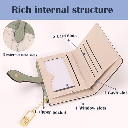 Cute Brown Minimalist Flower Wallet for Women and Ladies Small Kawaii Coin Purse with ID Window Lightweight and Stylish Design Compact Cash Wallet for Ladies3