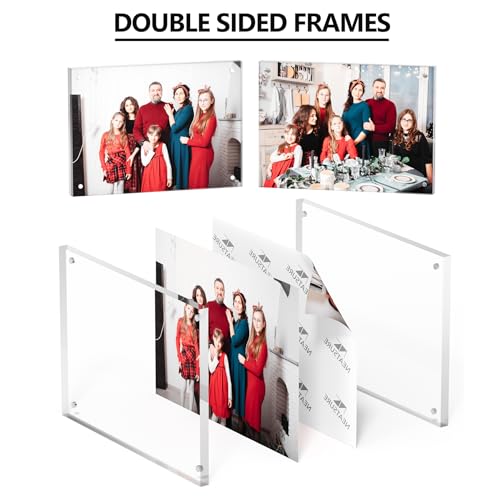 Neatsure 5x7 Acrylic Picture Frame 1 Pack, Clear Freestanding Double Sided Frameless Magnetic Photo Frames, Desktop Display Decor Gift