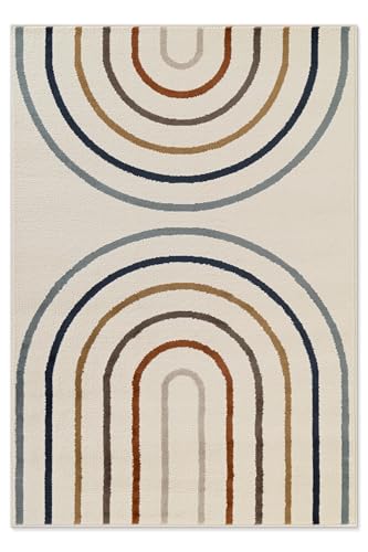 Hanse Home Adventures Kinderteppich - Bunte Regenbogen Spielteppich, Modernes Design, Spielmatte, Krabbelteppich Junge Mädchen für Kinderzimmer, Jugendzimmer, Wohnzimmer - Creme Multifarben, 120x170cm - 2