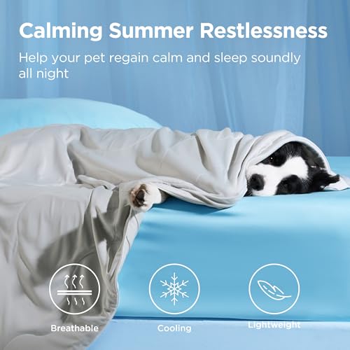 Bedsure Cooling Blanket for Large Dogs with Breathable Air-Core Fill Q-MAX>0.4 - Dog Cooling Mat Soft for Couch, Lightweight Pet Cat Throw Cold Blanket Washable for Summer, Pearl Grey, 40x50 — view 4