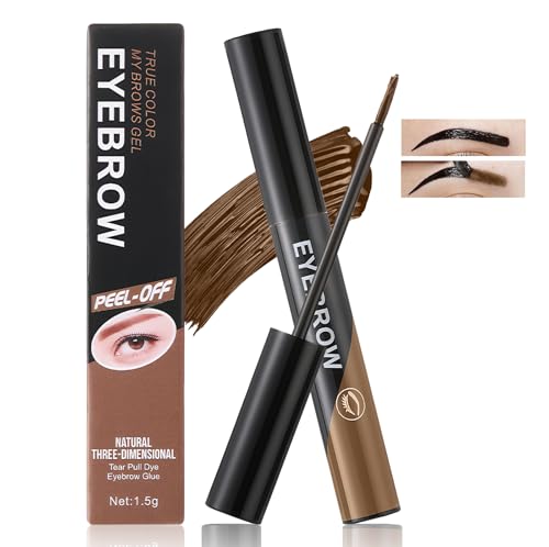 Ursoulney Eyebrow Gel - Easy Peel-Off for Fuller& Defined Brows, Waterproof Transfer-Proof Temporary Brow Gel, Last Up to 3 Days Makeup for Natural Looking Brows(Warm Brown)